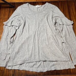 Wilt Gray Long Ruffle Sleeves Top Sz XS A878